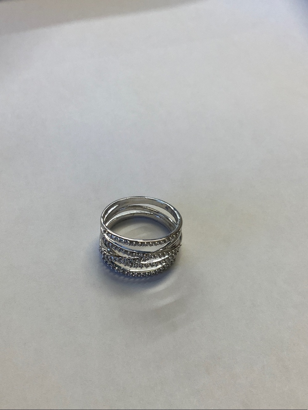 Stella & Dot Silver Multi-Band Crystal Stack Ring